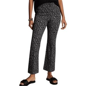 Maeve Anthropologie Mollie Kick Flare Knit Pull On Pants Leopard Gray XS Stretch